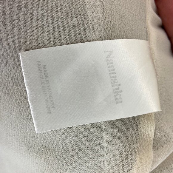 Nanushka Vegan Leather Mini Dress Button Down Size XS Cream Beige Menphi Boho - Picture 10 of 13